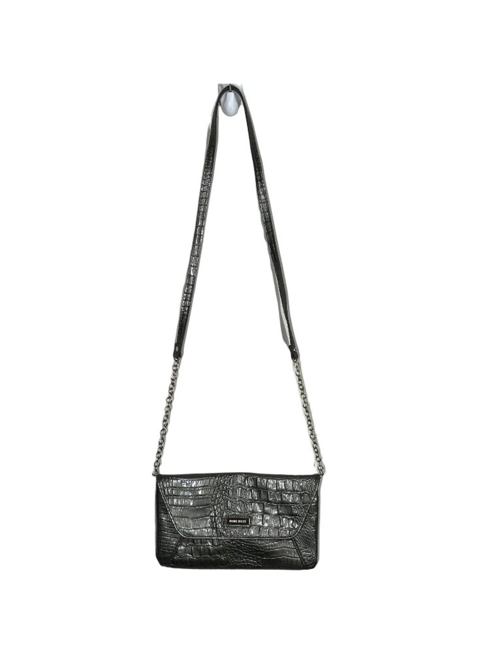 Nine West Gray Croc Embossed Crossbody Bag